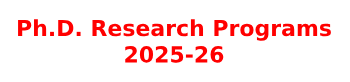 Admission Ph.D. Research Programs 2025-26